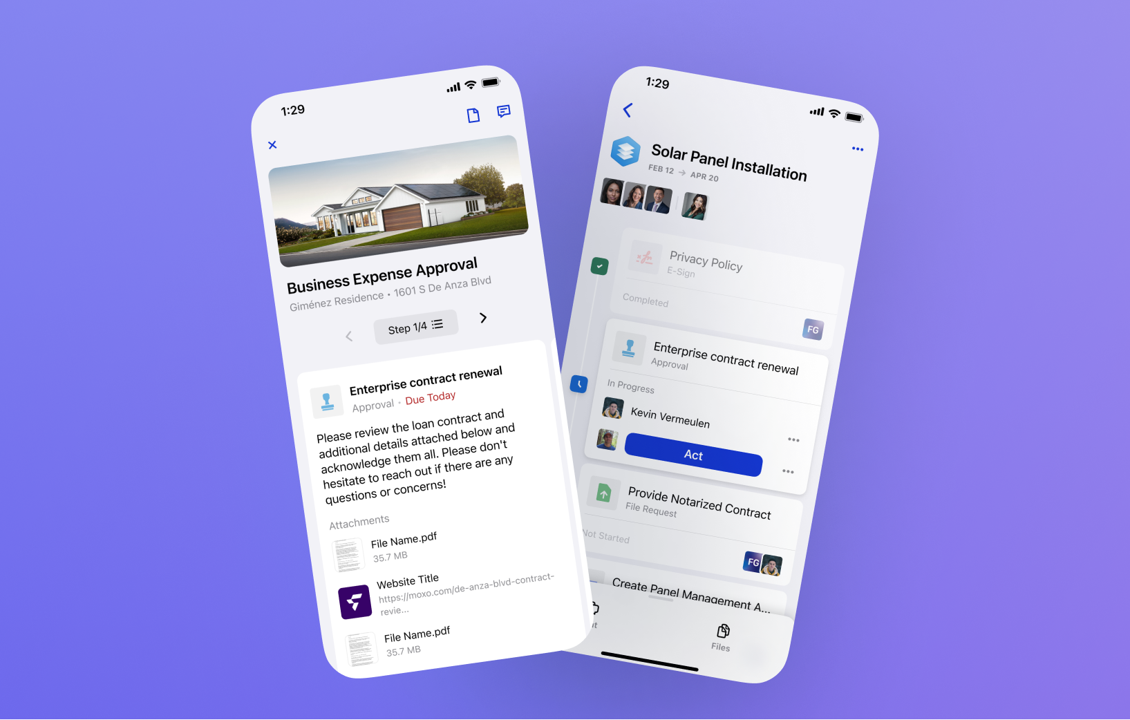 Role-based mobile workflow experience.